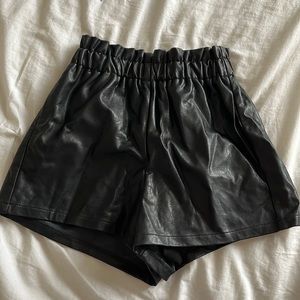 Black Faux Leather Shorts